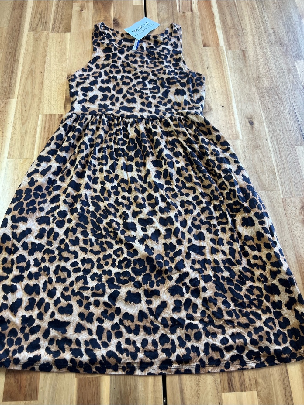 Bellamie Leopard Print Sleeveless Babydoll Dress Womens Small Brown Animal Print